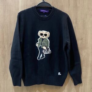 Polo Ralph Lauren Black Sweater with Cool Bear Design